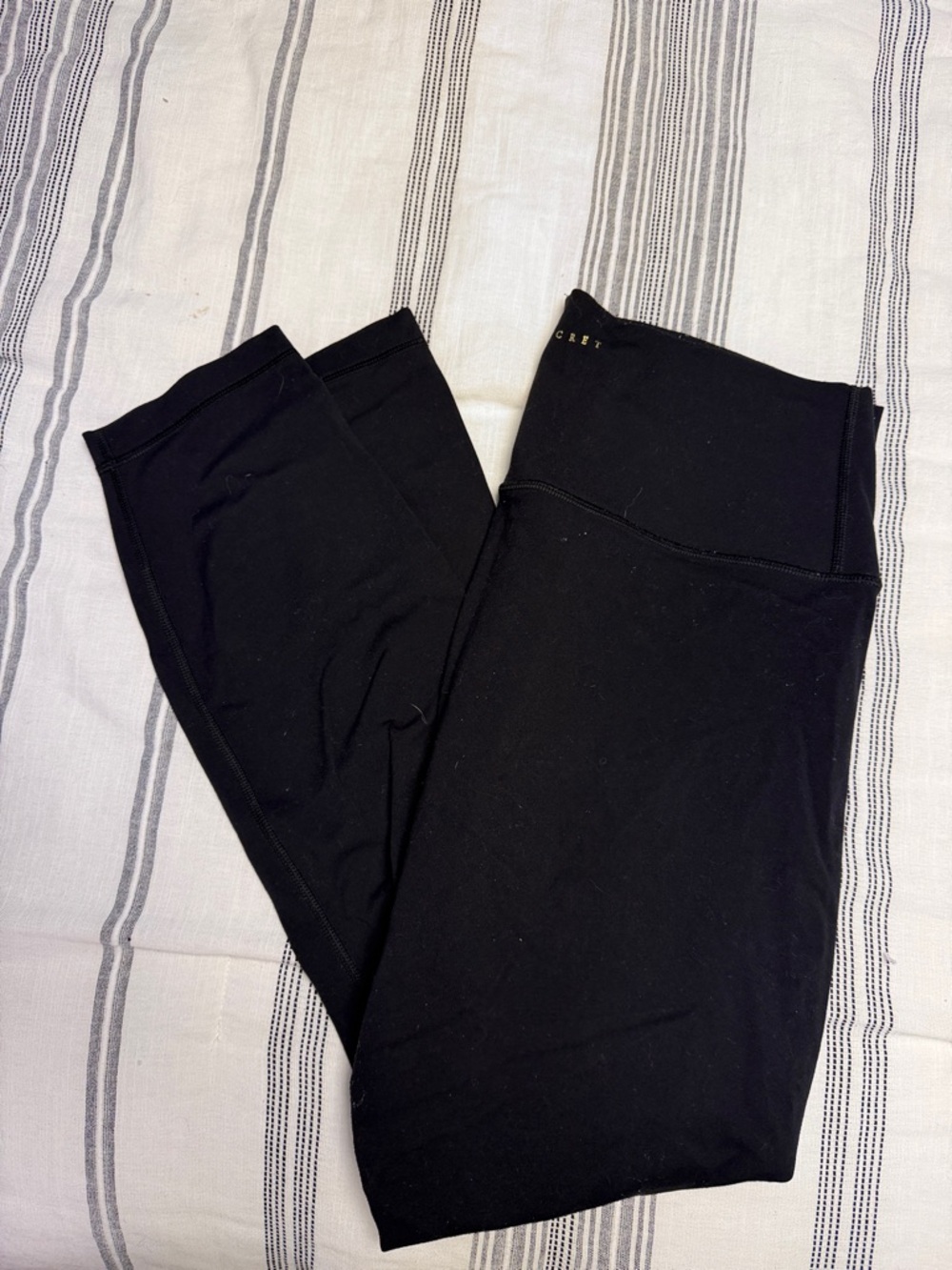 Victoria's Secret Black Leggings with Gold Logo